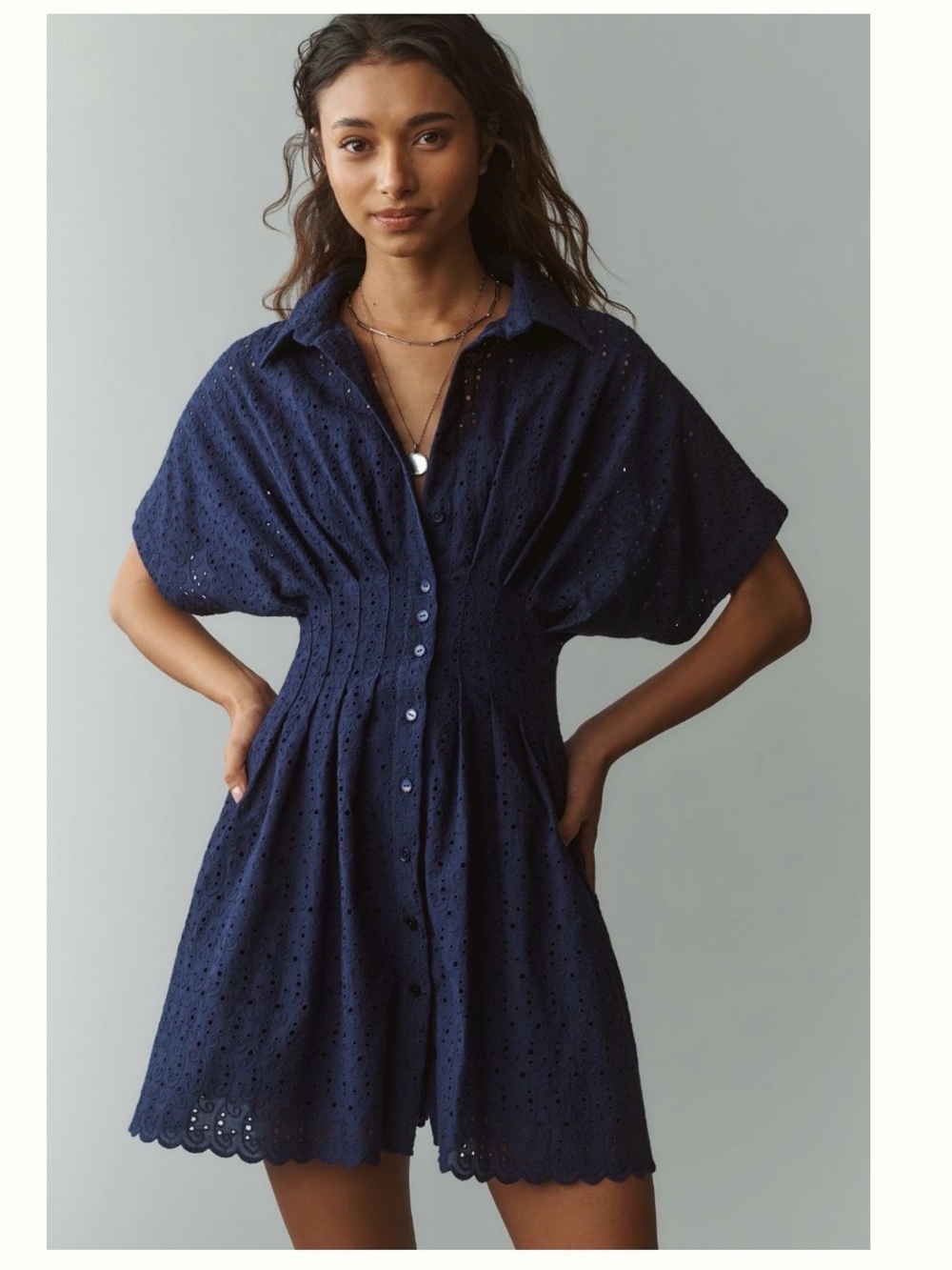 THE TOBIE EYELET MINI SHIRTDRESS